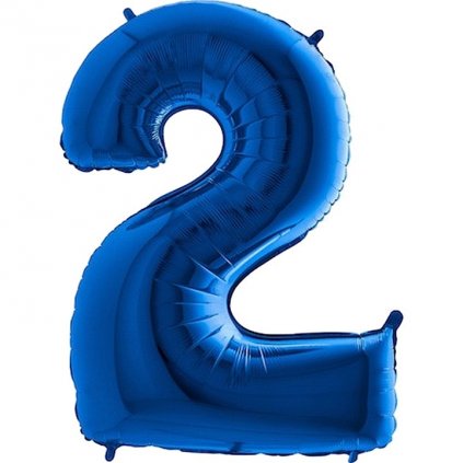 Balónek fóliový narozeniny číslo 2 modrý 82cm