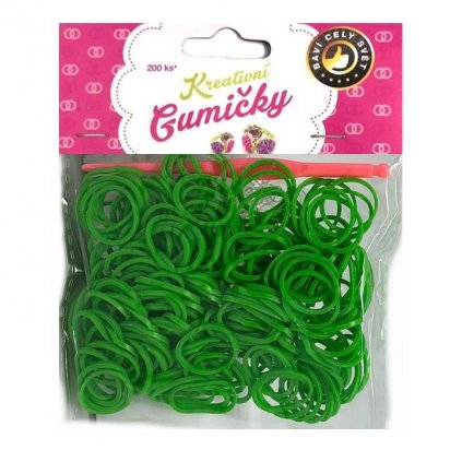 Loom Bands Pletací gumičky zelené 3, 200ks + háček