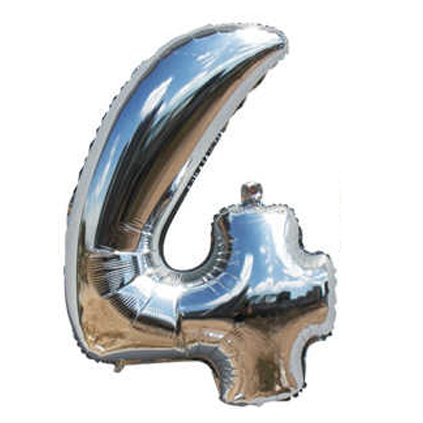 Fóliový balónek stříbrný číslo 4 - 82 cm (4514)