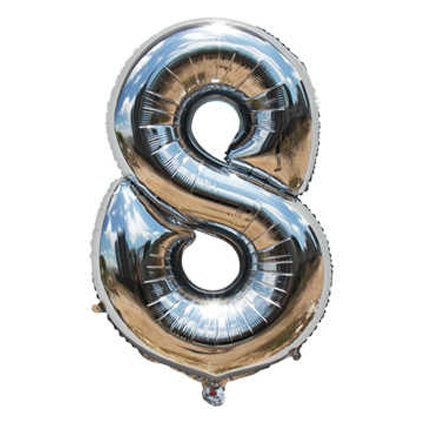 Fóliový balónek stříbrný číslo 8 - 82 cm (4514)