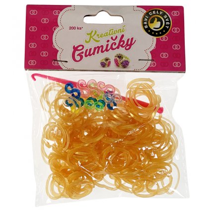 (29) Loom Bands Pletací gumičky oranžové 200ks + háček