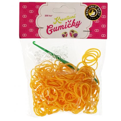 (33) Loom Bands Pletací gumičky oranžové 200ks + háček