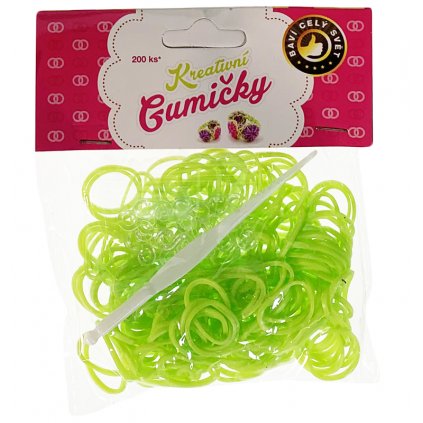 (58) Loom Bands Pletací gumičky světle zelené 200ks + háček