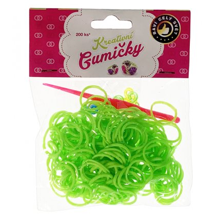 (59) Loom Bands Pletací gumičky světle zelené 200ks + háček