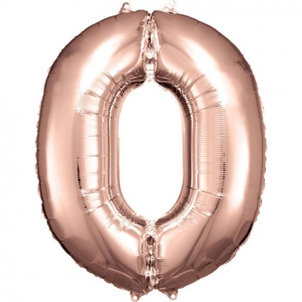Fóliový balónek růžově zlatý číslo 0 - 83 cm (2059)
