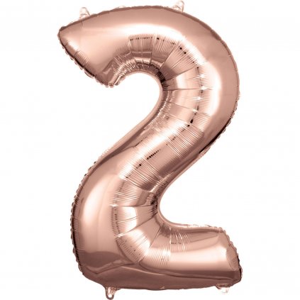 Fóliový balónek růžově zlatý číslo 2 - 83 cm (2097)
