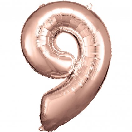 Fóliový balónek růžově zlatý číslo 9 - 83 cm (2165)