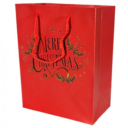 Dárková taška malá vánoční červená Merry Christmas (8231)