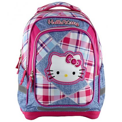 Batoh školní Hello Kitty růžovo-modré kostky (2977)