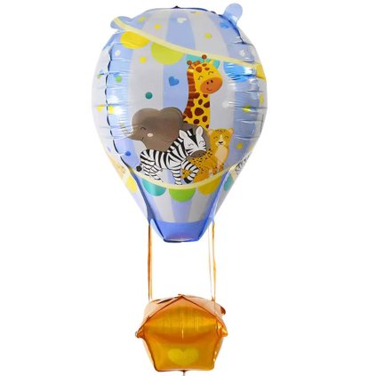 Fóliový balónek Horkovzdušný balón s košem modrý 29 x 87 cm (0136)