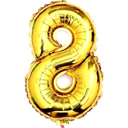 Balónek fóliový narozeniny číslo 8 zlatý 82cm