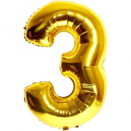 Balónek fóliový narozeniny číslo 3 zlatý 82 cm