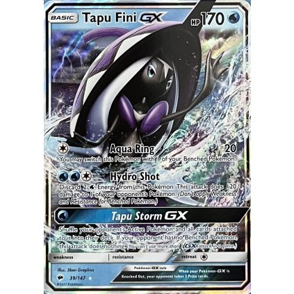 Pokémon TCG: Karta Tapu Fini GX (39/147) Sun & Moon: Burning Shadows (0008)