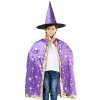 čarodějnický set klobouk plášť fialový hvězdy 15