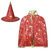 čarodějnický set klobouk plášť červený hvězdy 1