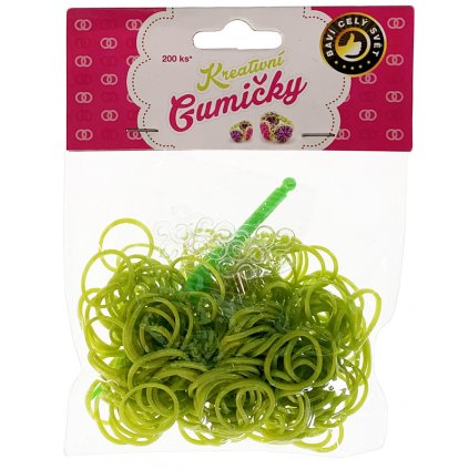 41758 4 60 loom bands pletaci gumicky zelene 200ks hacek