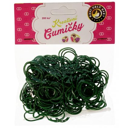 41767 4 67 loom bands pletaci gumicky tmave zelene 200ks hacek