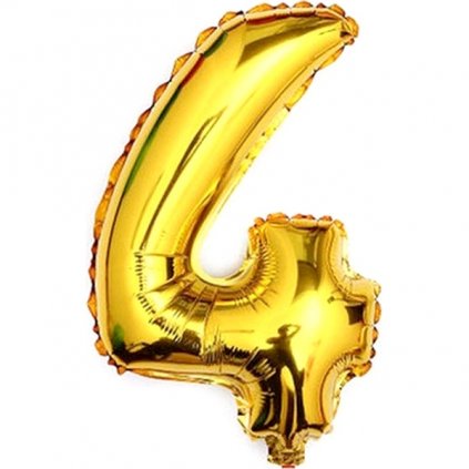 Balónek fóliový narozeniny číslo 4 zlatý 82cm