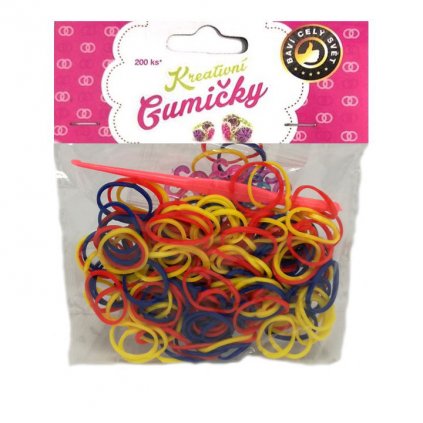 Loom Bands Pletací gumičky vícebarevné 200ks + háček