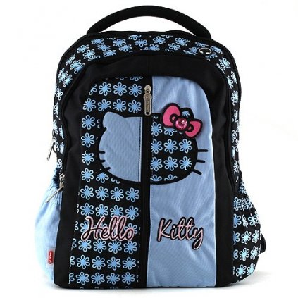 58935 batoh skolni hello kitty blue flower cerno modry 9421