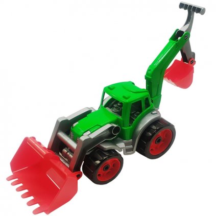 traktor s rypadlem zelený 5