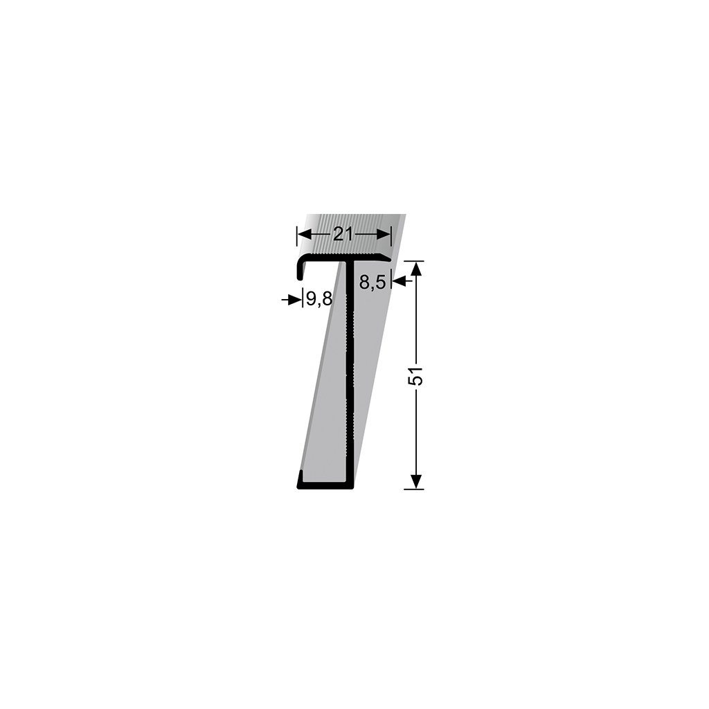 Schodová lišta pro krytiny do 9,8 mm šroubovací (21x51 / d. 3m) | Küberit 847