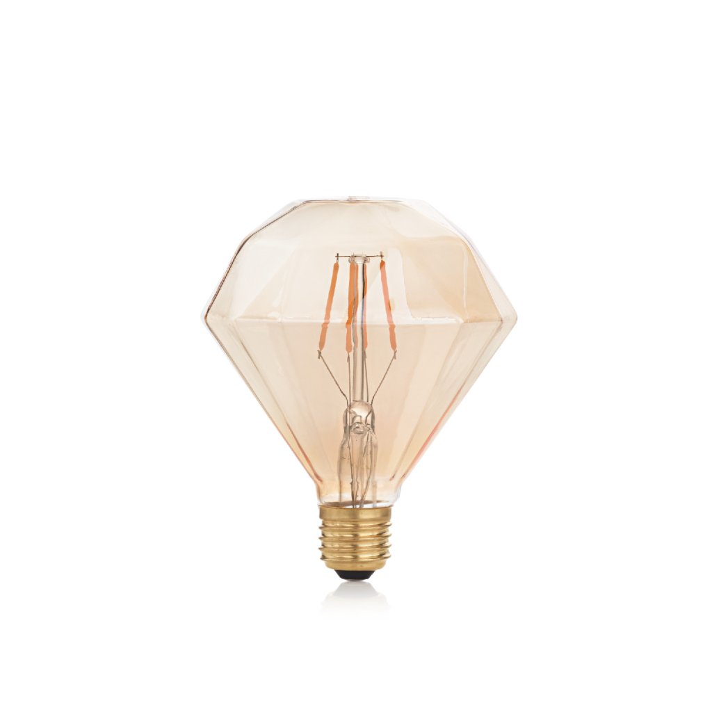 LAMPADINA VINTAGE DIAMOND LED filamentová žárovka E27 4W 340lm 1800K nestmívatelná, jantarová