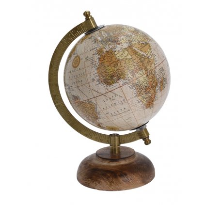 14100 Retro globus dekorační Ø 13 cm, béžový