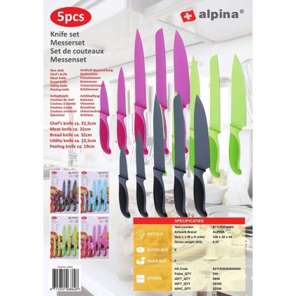 ALPINA, set 4 ks nožů ALPINA, mix barev