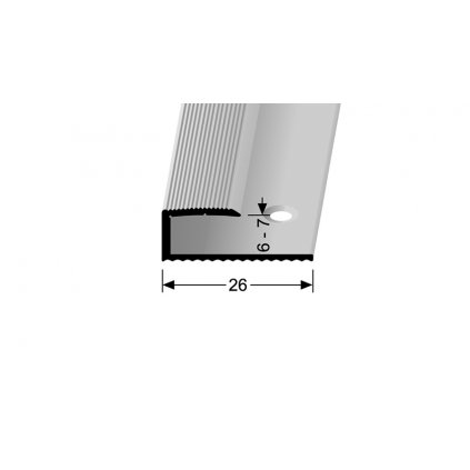 Ukončovací lišta do 7 mm / d. 2,7m| Küberit 211 šroubovací (drážkovaná)