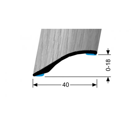 Přechodová lišta 40 mm, oblá samolepící Küberit 247 H/SK