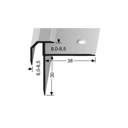 Schodový profil pro krytiny 8 - 8,5 mm | Küberit 838