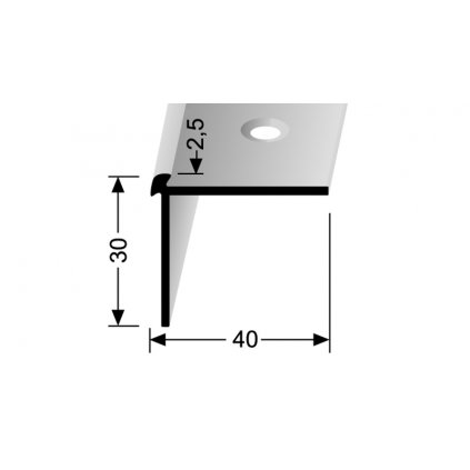Schodová lišta pro krytiny do 2,5 mm šroubovací (30x40 / d. 2,5m) | Küberit 870