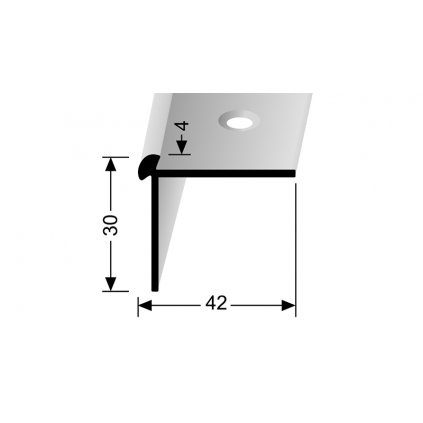Schodová lišta pro krytiny do 4 mm šroubovací (30x42 / d. 2,5m) | Küberit 872