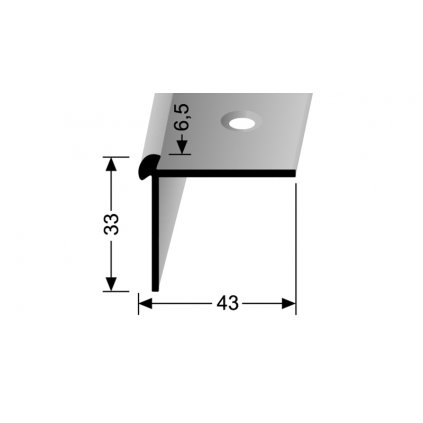 Schodová lišta pro krytiny do 6,5 mm šroubovací (33x43 / d. 2,5m) | Küberit 874