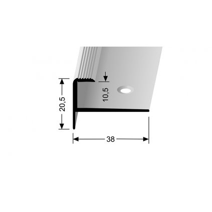 Schodová lišta pro krytiny do 10,5 mm šroubovací (20,5x38 / d. 2,5 m) |Küberit 811