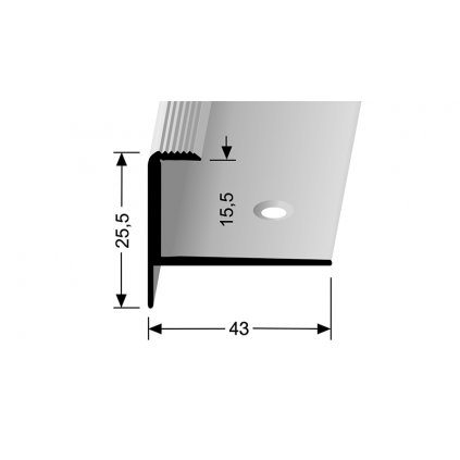 Schodová lišta pro krytiny do 15,5 mm šroubovací (25,5x43 / d. 2,5m)  Küberit 813