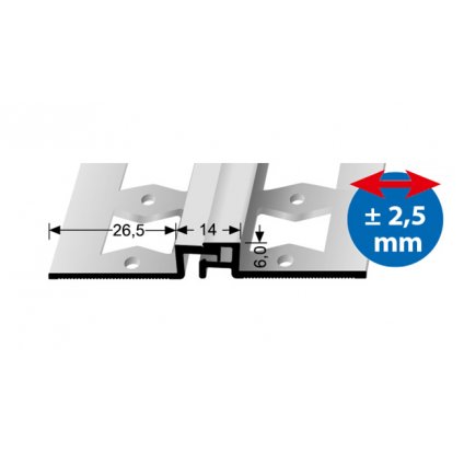 Dilatační lišta Küberit 319G pro krytiny do 6mm / d. 2,7m