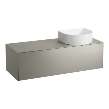 Skříňka pod umyvadlo, s 1 zásuvkou, pro umyvadlové mísy H812340, H812341, H812342, H812343, s výřezem vpravo (Varianta Bílá mat)