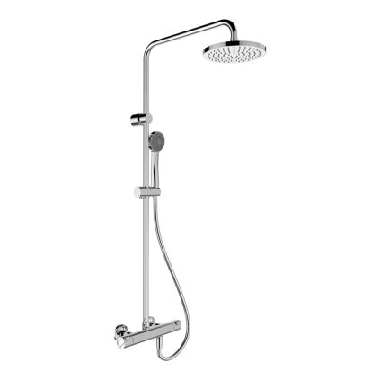 227628 sprchovy sloup termostaticka baterie hlavova sprcha s destovym efektem 206 mm sprchova hadice 1500 mm rucni sprcha aquajet mono chrom