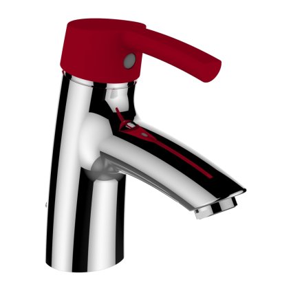 227841 laufen curvepro umyvadlova pakova baterie s vytokem 110 mm bez automaticke vypusti chrom cervena ovladaci packa hf918570022001