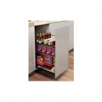 koš dolní VARIO D 40/2 2-patrový, plnovýsuv Hettich Quadro, plastová podložka Cr