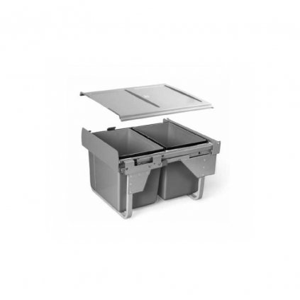 Koš odpadkový JC607F 45N 2x15l v345mm plnovýsuv soft s uchycením čela šedý