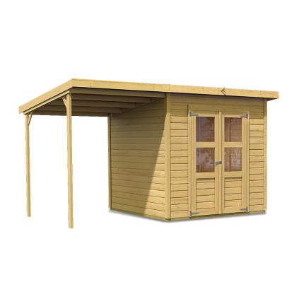 270751 dreveny domek karibu merseburg 6 pristavek 166 cm 73067 natur lg1752