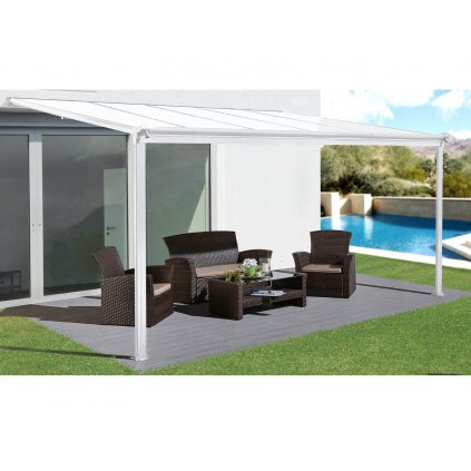 Hliníková pergola LANITPLAST WALL 33 bílá + opál PC LG2119