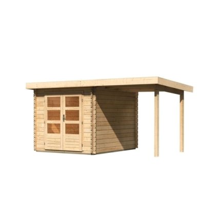 272368 dreveny domek karibu bastrup 4 pristavek 200 cm 78672 natur lg2856