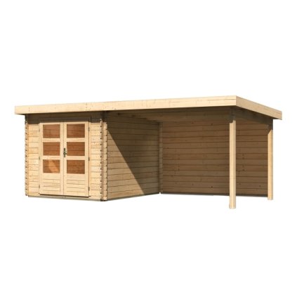 272398 dreveny domek karibu bastrup 4 pristavek 300 cm vcetne zadni steny 9305 natur lg2865