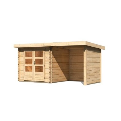 272608 dreveny domek karibu bastrup 2 pristavek 200 cm vcetne zadni a bocni steny 73314 natur lg2944