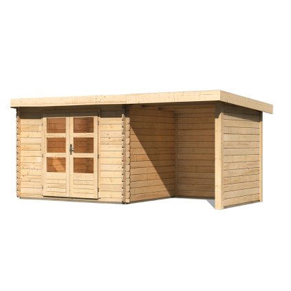 272614 dreveny domek karibu bastrup 3 pristavek 200 cm vcetne zadni a bocni steny 73330 natur lg2946