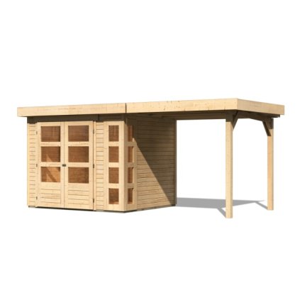 272629 dreveny domek karibu kerko 3 pristavek 240 cm 82932 natur lg2952